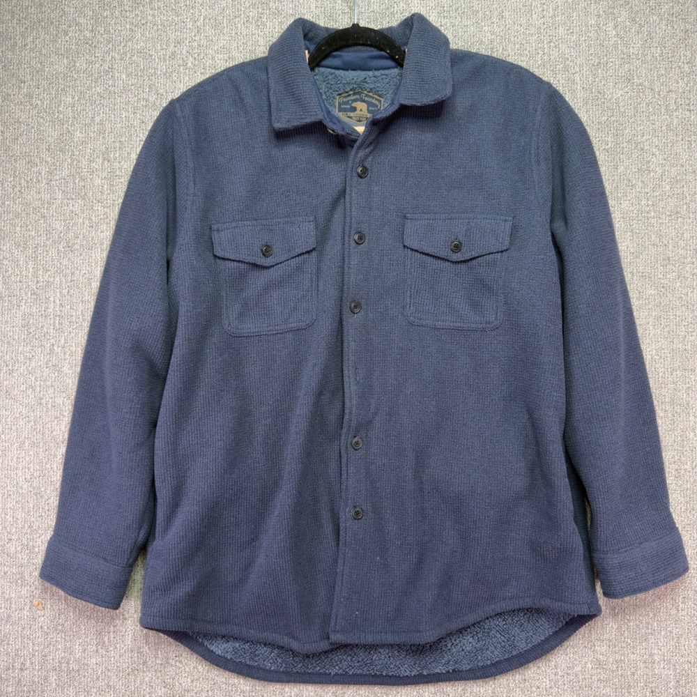 Freedom Foundry Mens XL Blue Sherpa Lined Thermal Waffle Shirt Jacket Shacket